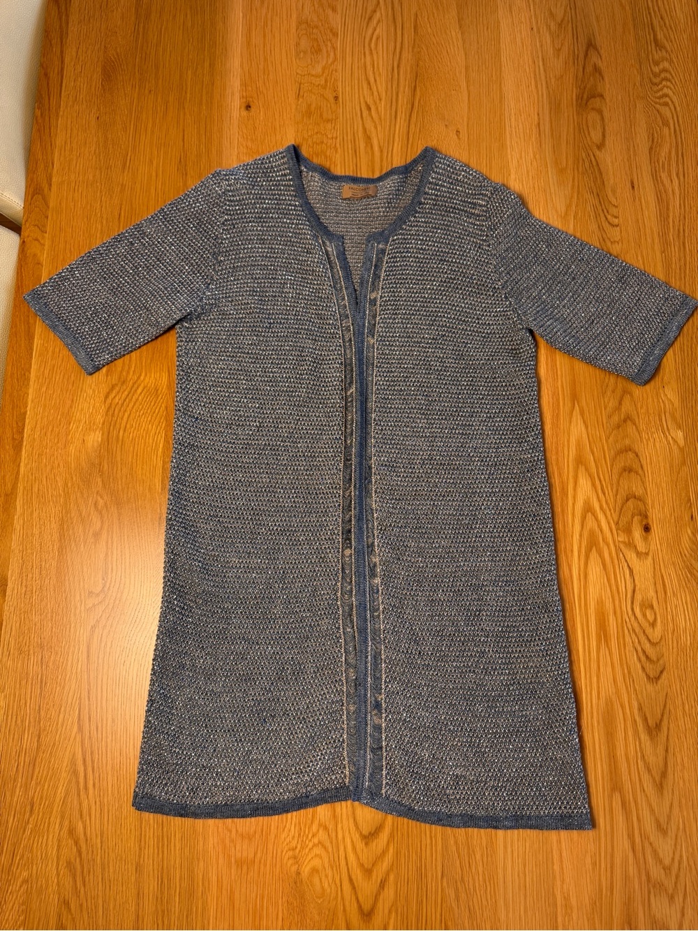 Falconeri Linen blend Short-Sleeve Knit Cardigan in Blue